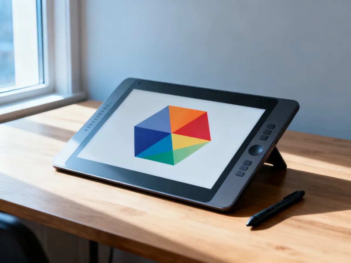 Profesjonalny tablet graficzny z otwartym programem Photoshop, na którym trwa precyzyjne wycinanie obiektu z tła.